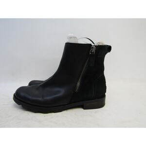 Sorel Womens Size 9.5 Black Suede Leather Zip Ankle Fashion Boots Bootie